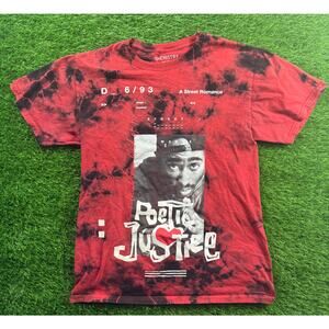 Poetic Justice Tupac Graphic Tee XS Red Black Tie Dye Streetwear Hip Hop Shirt